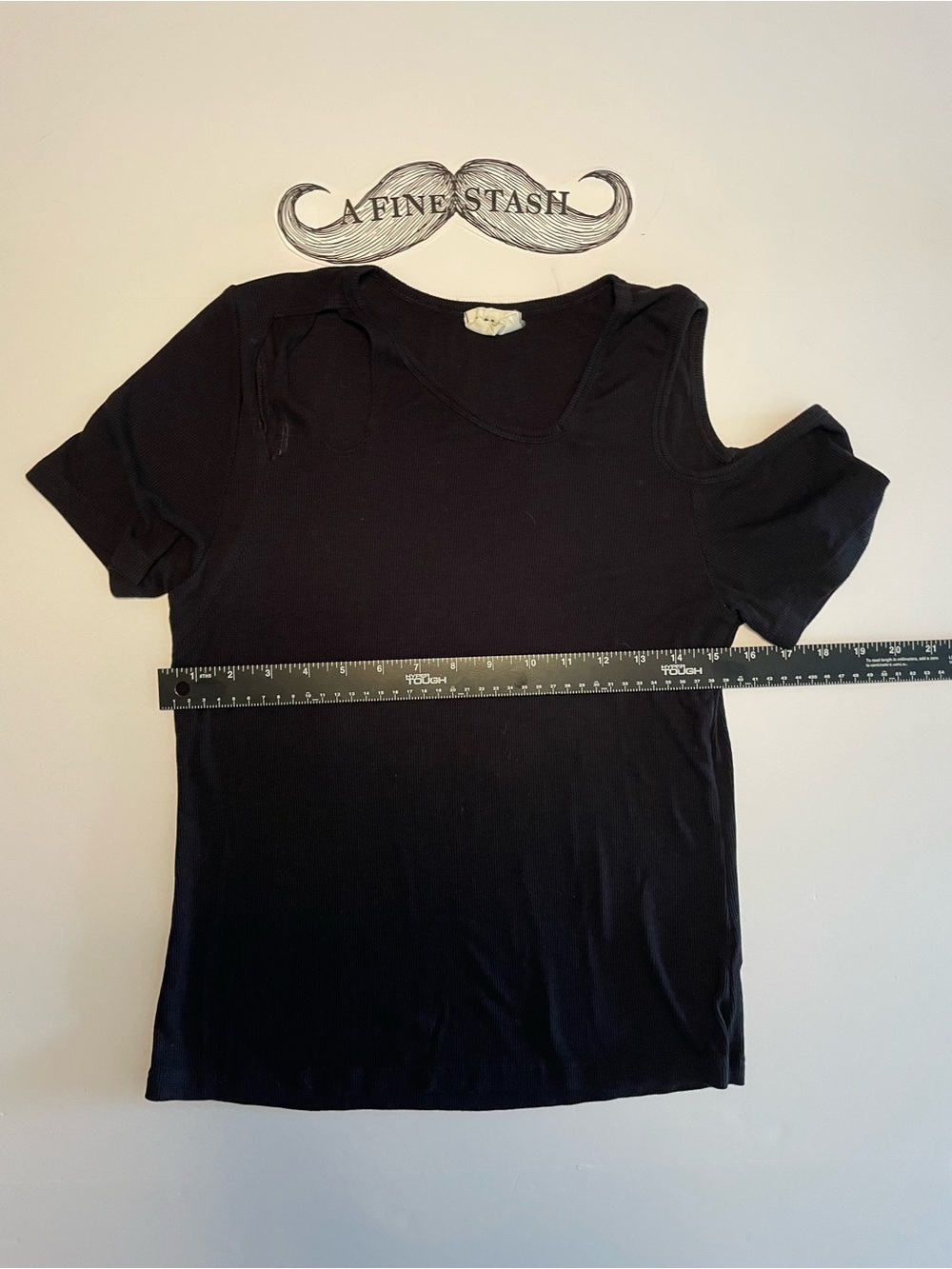 LNA Black Short Sleeve Top with Shoulder Cutouts